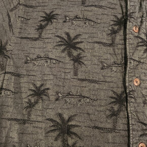 Columbia Hawaiian Floral Fish Print Button Up Black Short Sleeve Mens Medium - Picture 5 of 10